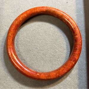 Natural Apple Coral Bangle Bracelet 8.25" Organic Gemstone